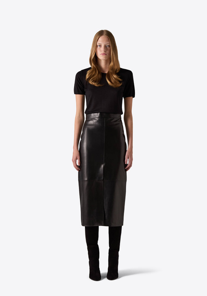 [OPEN YY] / ☆ 25SS FRONT JEAN EFFECT JERSEY SKIRT / BLACK OPEN YY