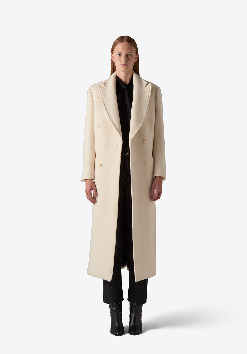 コート BALMAIN Woman Coat White BF0TE160WB72 0FA Balmain Belted Wool Jacket | White | FARFETCH
