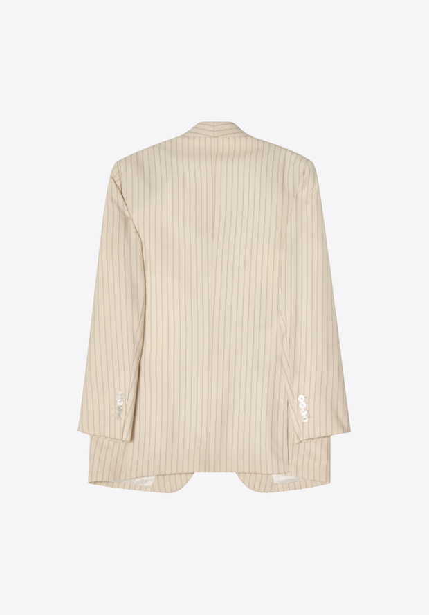 BLK DNM BLAZER 55 CREAM PINSTRIPE - CREAM SUMMER PINSTRIPE