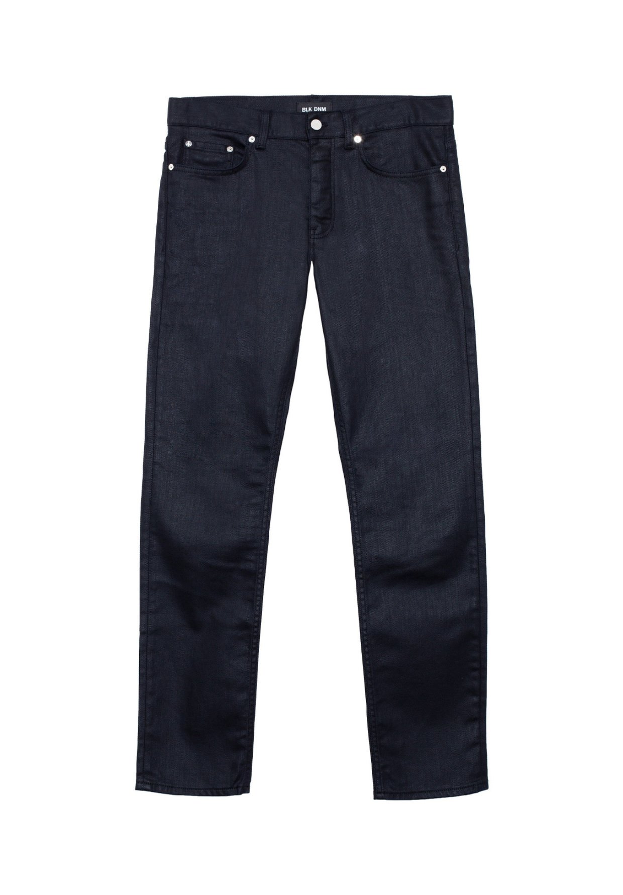 【mnem】Bay Labeling Black Denim Cinch Men's White Label Relaxed Fit Dark Stonewash Jeans