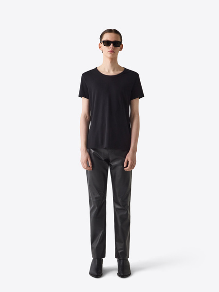 Tシャツ・カットソー DAKS Black leather logo DD pattern DBWA5E121BK T-SHIRT 77 BLACK