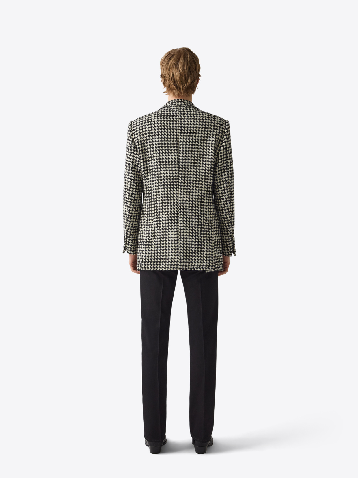 じろうMASU MELANGE TWEED COLLAR COAT BOSS - Collarless regular-fit jacket in melange tweed
