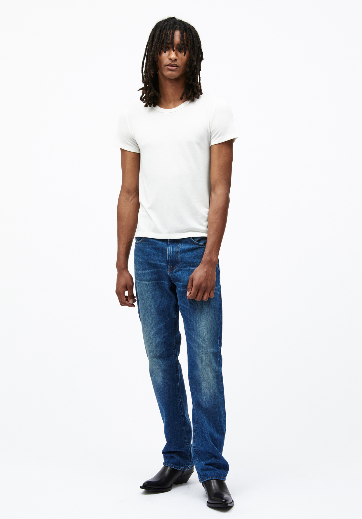 Dark Vintage Jeans Men's Vintage Washed Loose Fit Jeans (Dark Blue