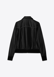 ブラックベルベットショートジャケット ショートレングス リベット デザインジャケット – MODE-apparare