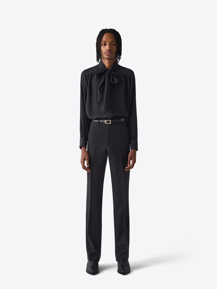 Tシャツ・カットソー Blumarine SS25 Black silk blouse (2C376A N0990) THE SAILOR BLOUSON TOP in BLACK TEXTURED COTTON – Lisa Marie