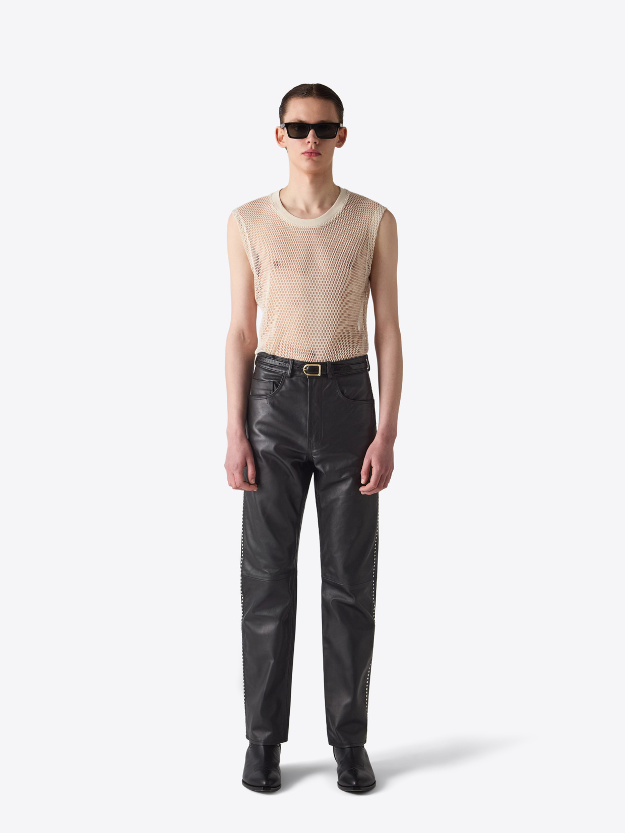 SHIKITARI STUDDED LEATHER PANTS 【BLACK】 SHIKITARI