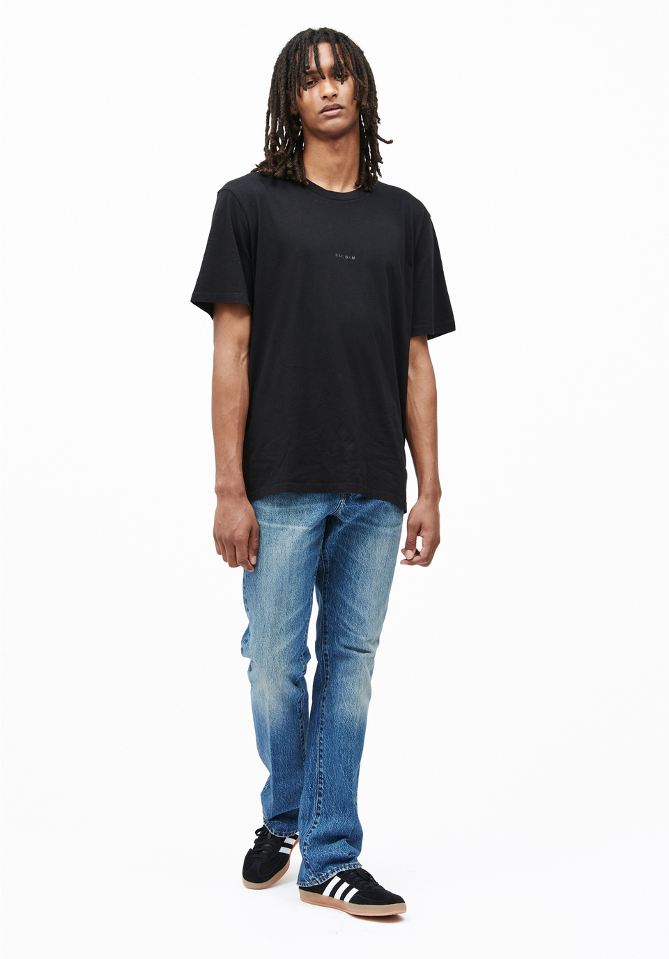T-shirt BLK DNM Homme - Col Ras-du-cou Matelassé - Coton Pima 100% - Taille M - Neuf Avec étiquettes - Couleur Améthyste