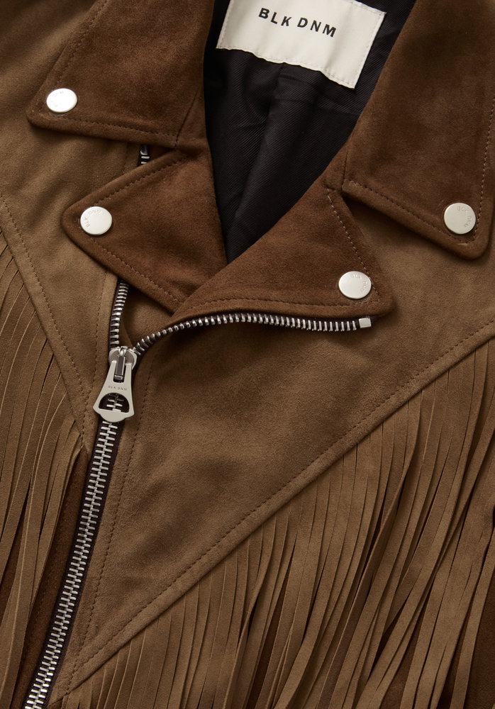 ◆DEINET◆ ICONIC LEATHER CURVED JACKET IN BROWN KDCJP4S3111 LEATHER JACKET 69 BROWN