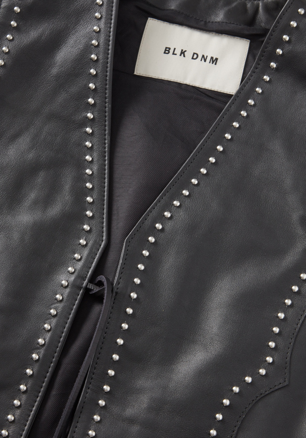 BLK DNM LEATHER VEST 67 BLACK - BLACK