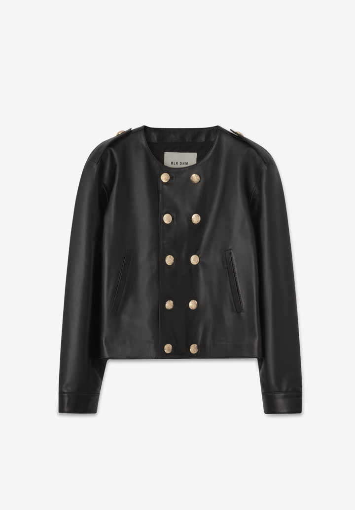 レザージャケット・コート DROMe SS23 LEATHER SHIRT (DPD0398P.D400P 7370 ULTRAMARINE) LEATHER JACKET 98 BLACK