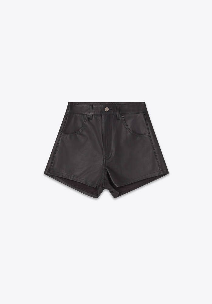パンツ BOHEMSEO EMBO LEATHER SHORTS, BLACK 907_f8c1b7780d-