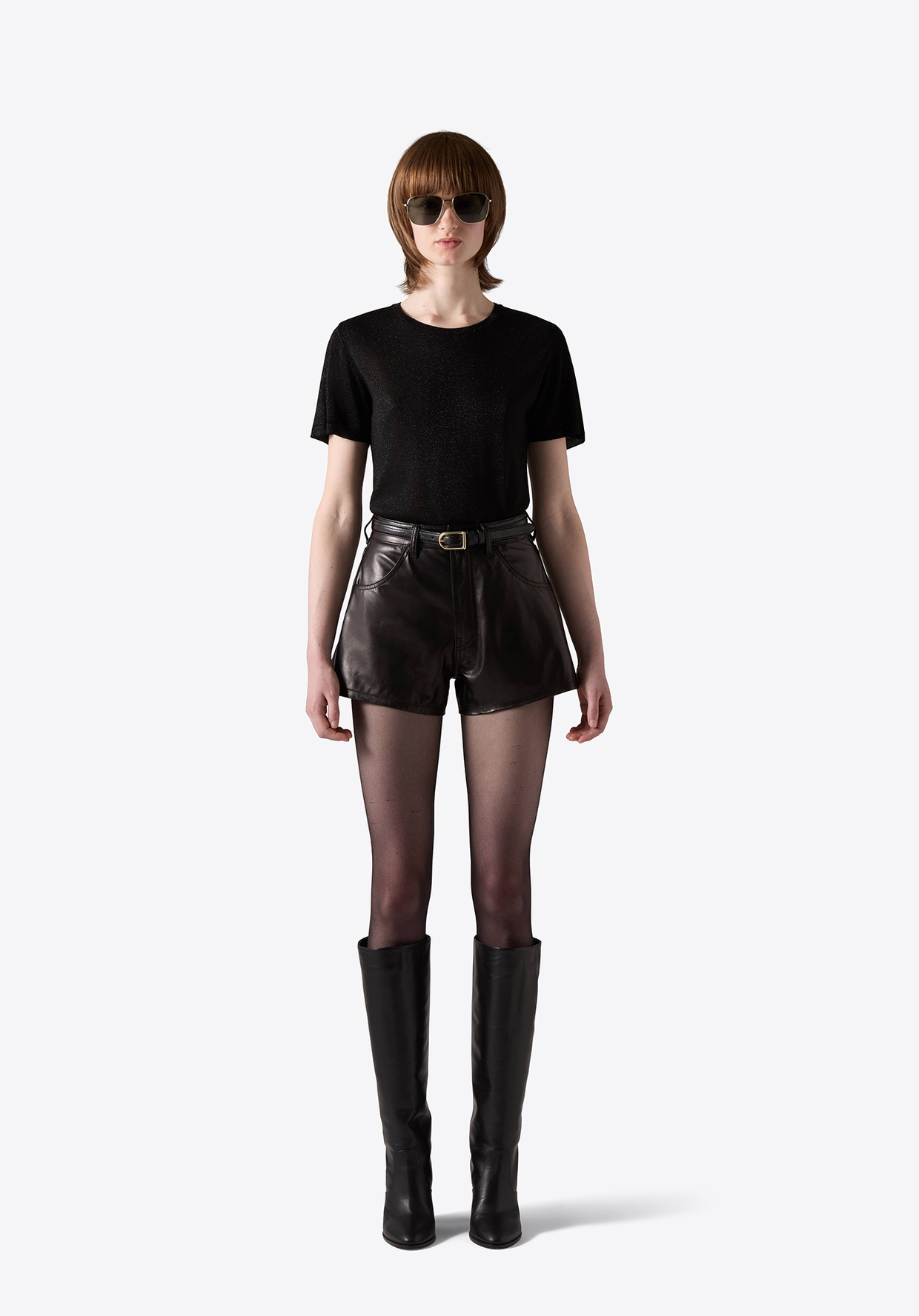 パンツ BOHEMSEO EMBO LEATHER SHORTS, BLACK パンツ BOHEMSEO EMBO LEATHER SHORTS, BLACK BOHEMSEO EMBO